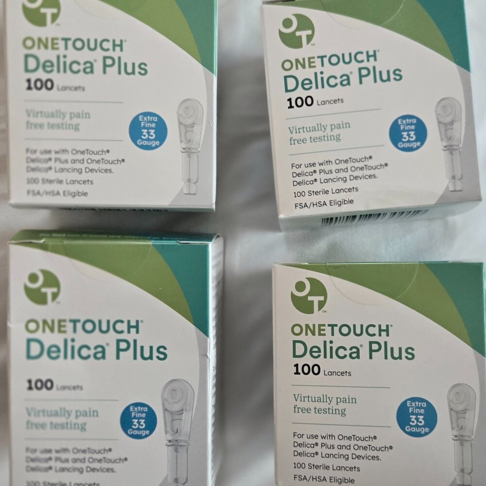 4-100 Count Boxes of One Touch Delica Plus 33G Lancets Extra Fine EXP2029